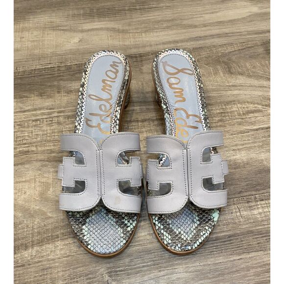 Sam Edelman Shoes - Sam Edelman Women's Light Blue Snake Illie Slip On Sandals Size 8.5